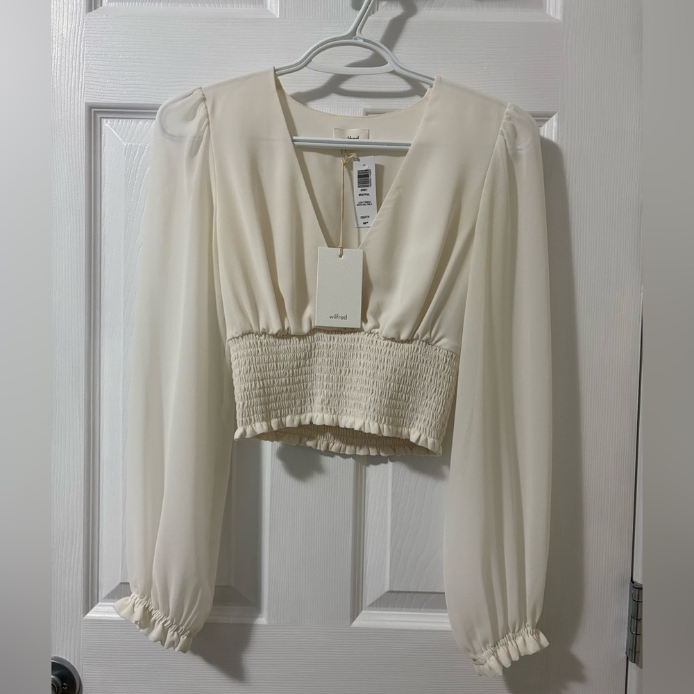 Aritzia Wilfred wistful blouse in light birch
